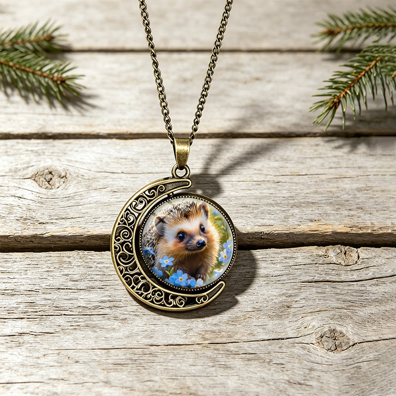 3pcs Handmade Hedgehog & Forget-Me-Not Flower Jewelry Set