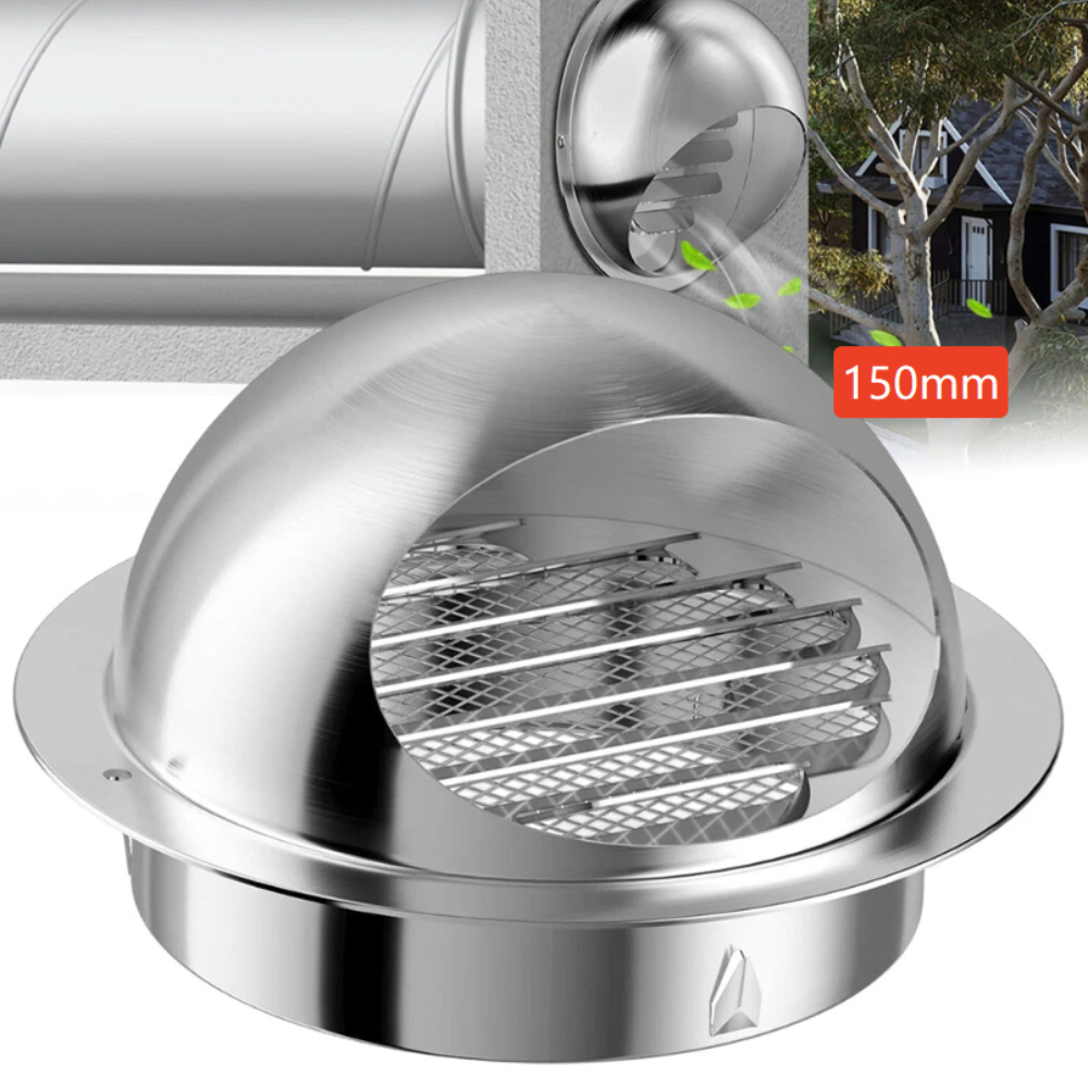 Image of 1pc 304 Stainless Steel 150mm Screw Kit Stainless Cap Exhaust Hood Rain Guard Ventilation Exterior Wall Outlet Ventilation Outlet Rain Guard With Flange Vent Grille Round Exhaust Grille