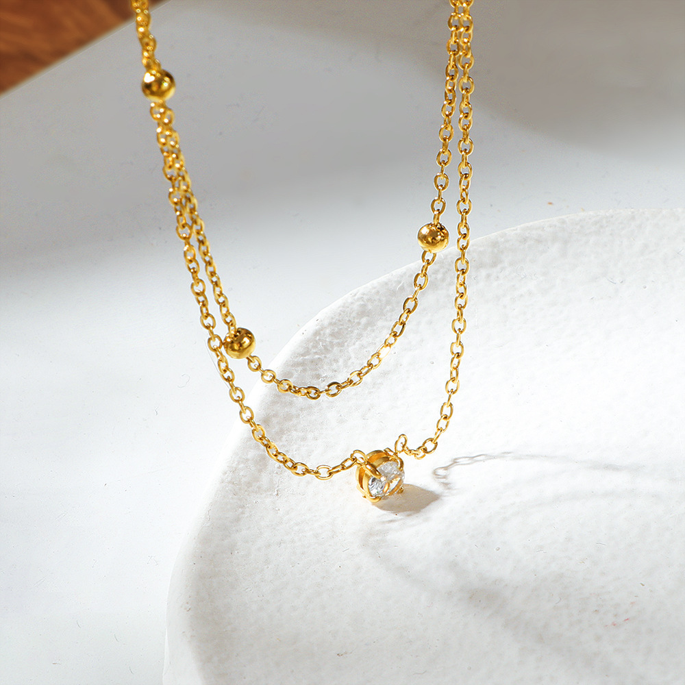 Classic Double-Layered Encrusted Necklace for Women