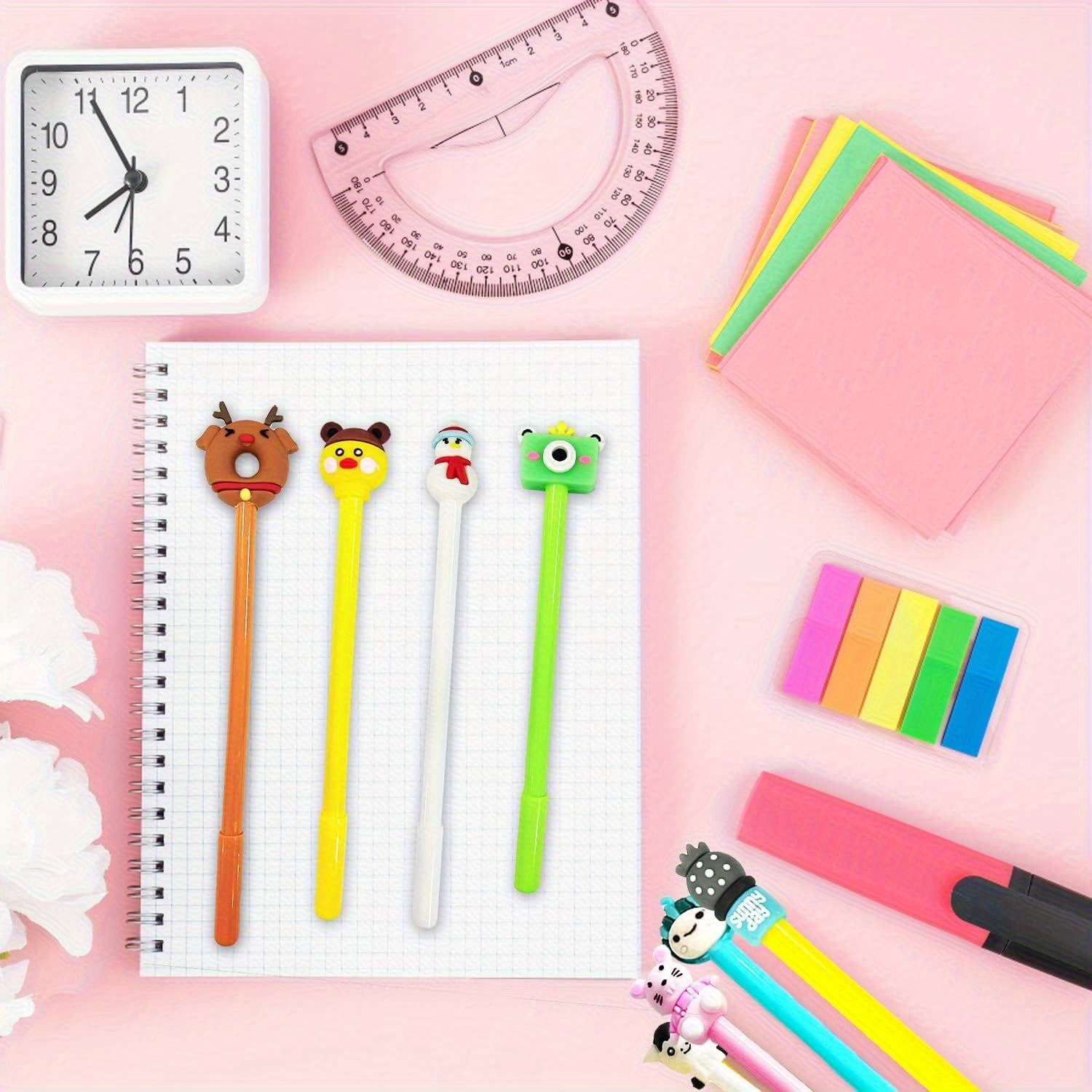 50pcs cartoon style ballpoint pen set smooth writing 0 5mm fine dots plastic cylinder with   cap       for office and school supplies 18 Product details 5