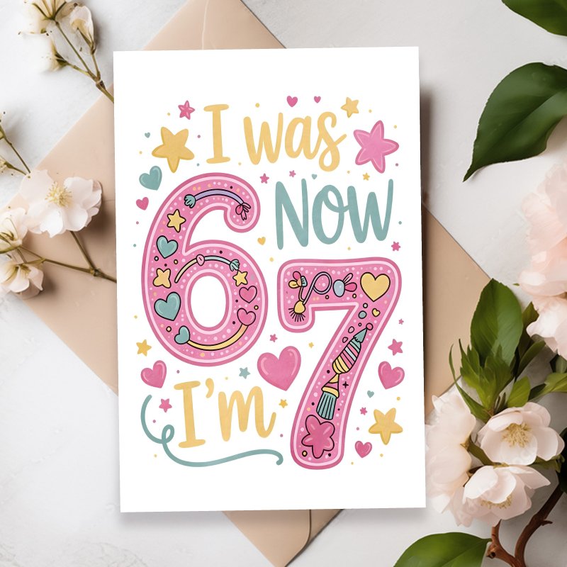 TEMU 1pc, Funny Birthday Card With Envelope, 1pc Friendship Card Best Friend Happy Birthday 'i Was 6 Now I'm 7' Themed Decor For Valentine's Day Any