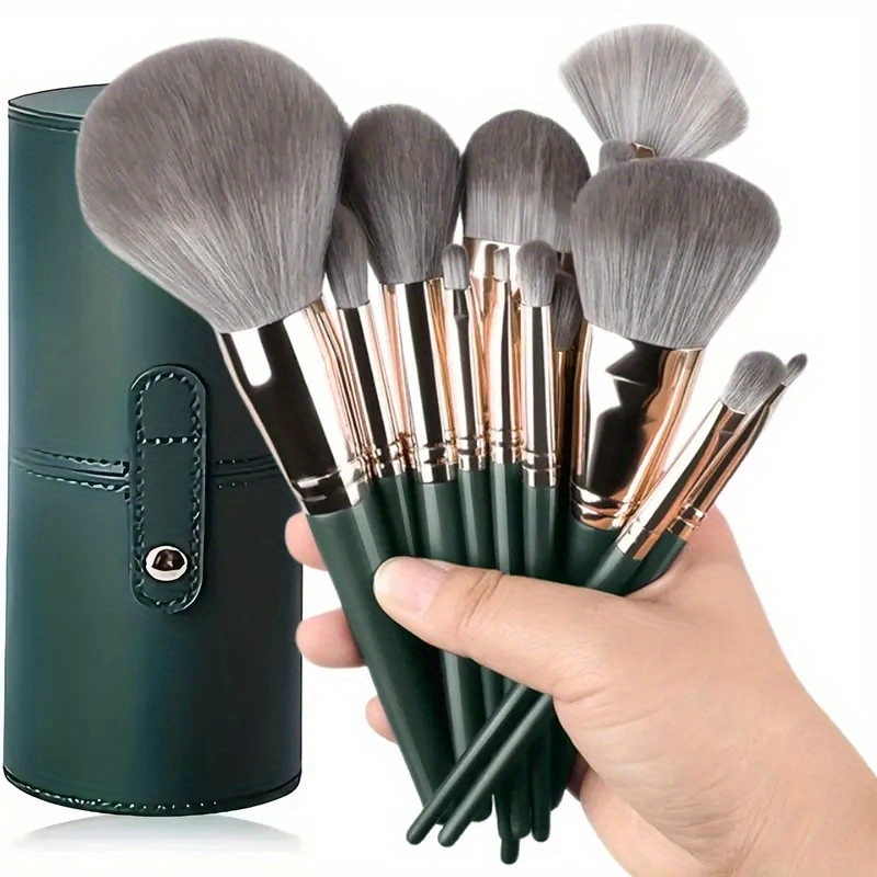[Professional Makeup Brush] 14pcs Professional Makeup Brush Set | Green ABS Handles And Nylon Brushes - Suitable for Normal Skin, Teen Girls Trendy Stuff, Gift for Girlfriend/Wife