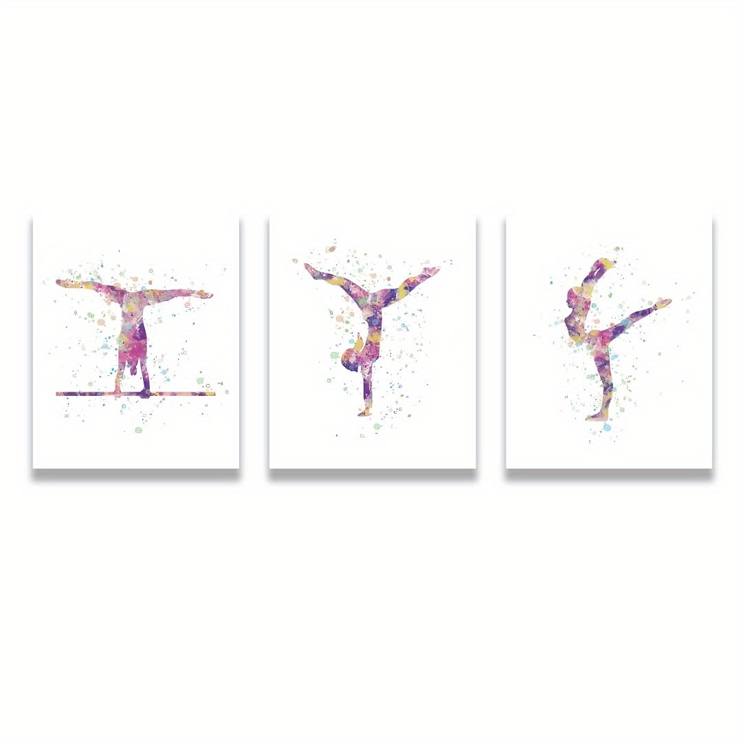 TEMU 3 affiches murales de gymnastique pour filles - d'athlètes féminines, décoration cadre pour salle de sport, studio de danse, chambre de fille -