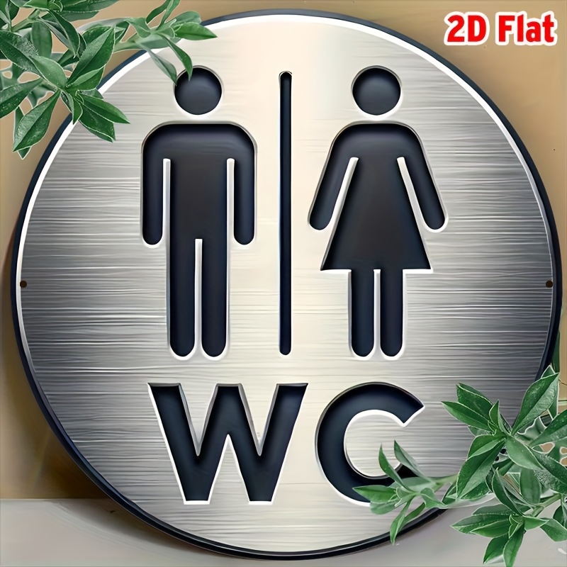 TEMU 2d Flat, 1pc Modern Minimalist Unisex Restroom Sign Suitable For Home, Office, Cafe - Male/female Symbols Wall-mounted Door Plaque With