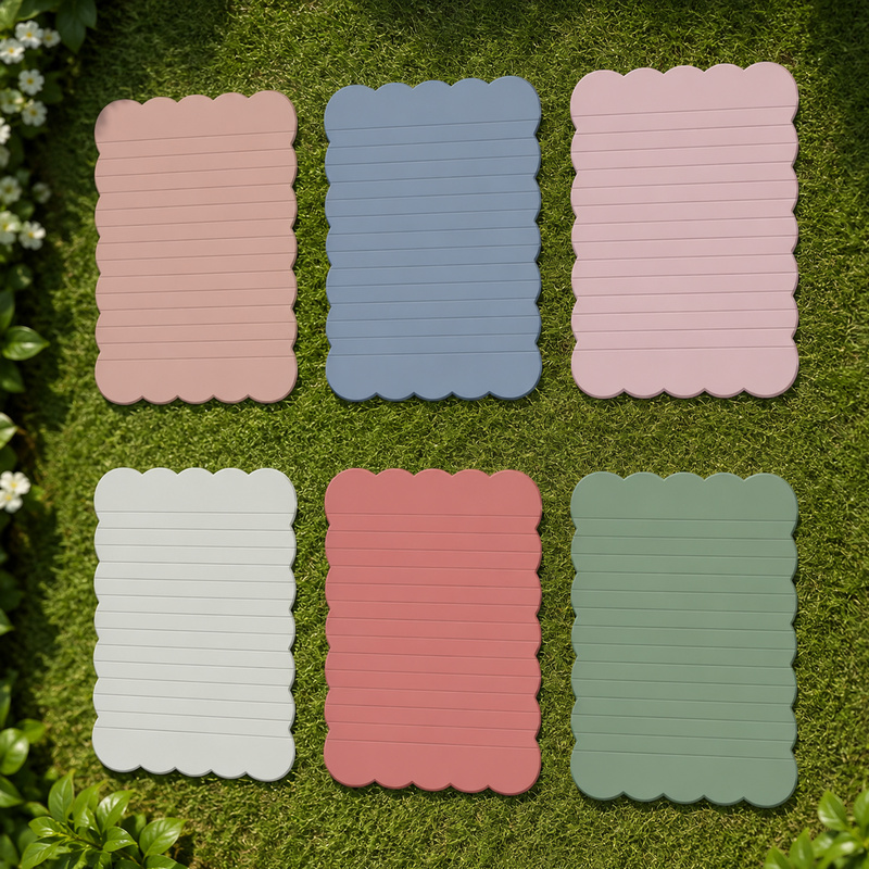 TEMU 6 Pads 4*6in Scalloped Aesthetic Sticky Notes Vintage Colors Cute Wavy Self Sticky Note Pads Lined Note Pads For Back To School Office Supplies,