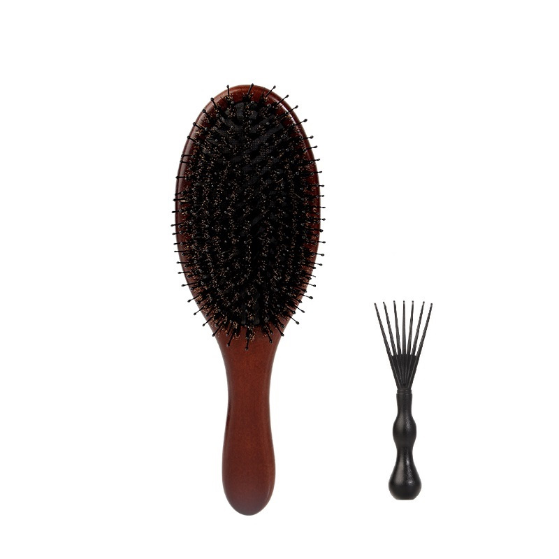 Image of Bristle Hair Brush With Cleaning Claw, Suitable For Women And Men, An Anti- Brush For Long Hair, Curly Hair And All Hair Types, Equipped With A Cleaning Tool To Easily Loose Hair From The Brush