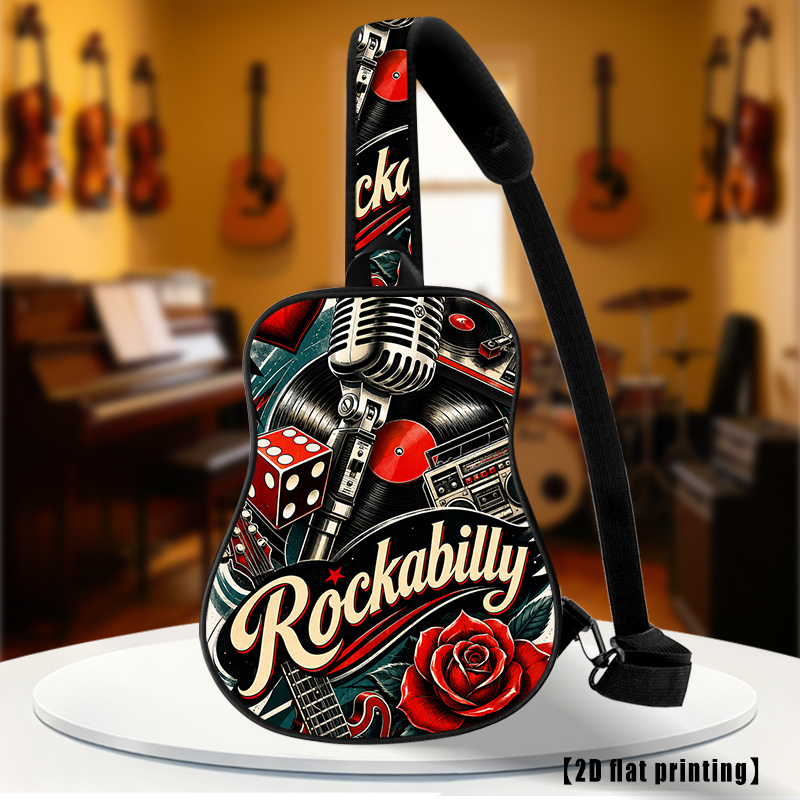 TEMU Sac à bandoulière Rockabilly, Sac à dos de randonnée, Sac de poitrine, Sangle d'épaule réglable, Grande , Convient pour le cyclisme et la