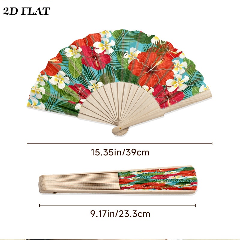 TEMU 1pc Éventail Pliant en Bois (Impression Simple Face), Éventail de Refroidissement d'Été Léger, Idéal pour les Fêtes, , Décorations de Danse,
