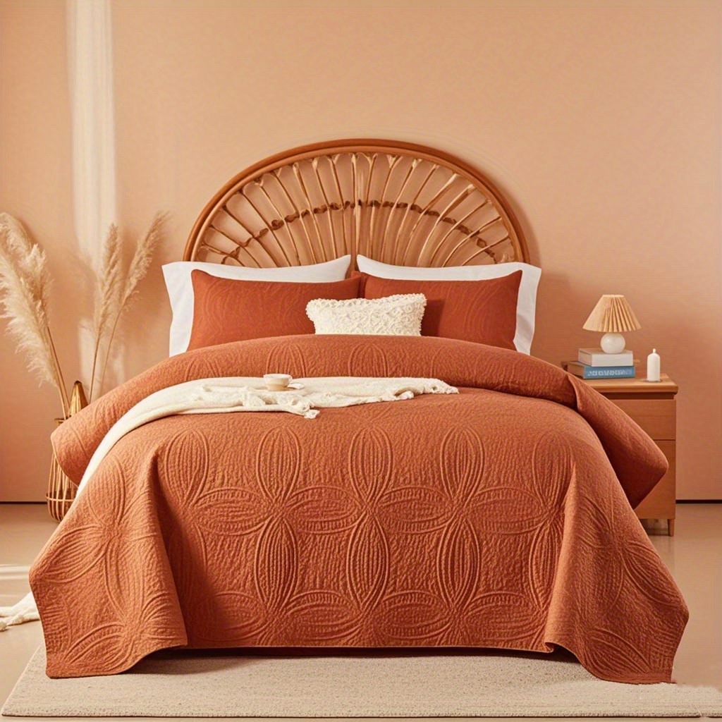 TEMU Ensemble de couvre-lit 3 pièces - Couvre-lit d'été doux en microfibre légère - Couvre-lit moderne à motif de pièces pour toutes - 3 pièces (1