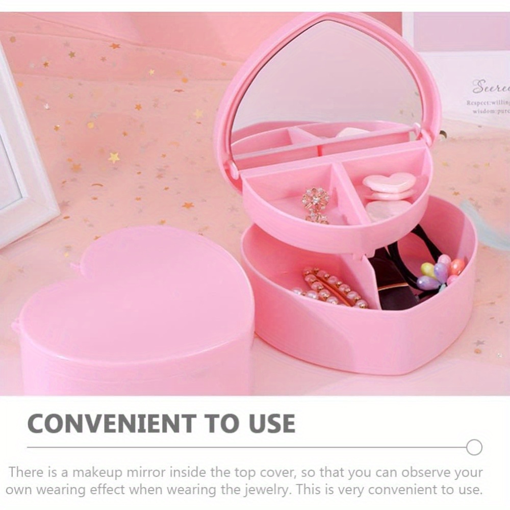 6pcs heart shaped jewelry box double layer   storage box lined with fabric used for earrings necklaces bracelets watches decorative plastic storage box jewelry storage box decorative box safe closing necklace organizer bracelet holder   fabriclined interior sturdy construction   fashion enthusiasts jewelry boxes Product details 1