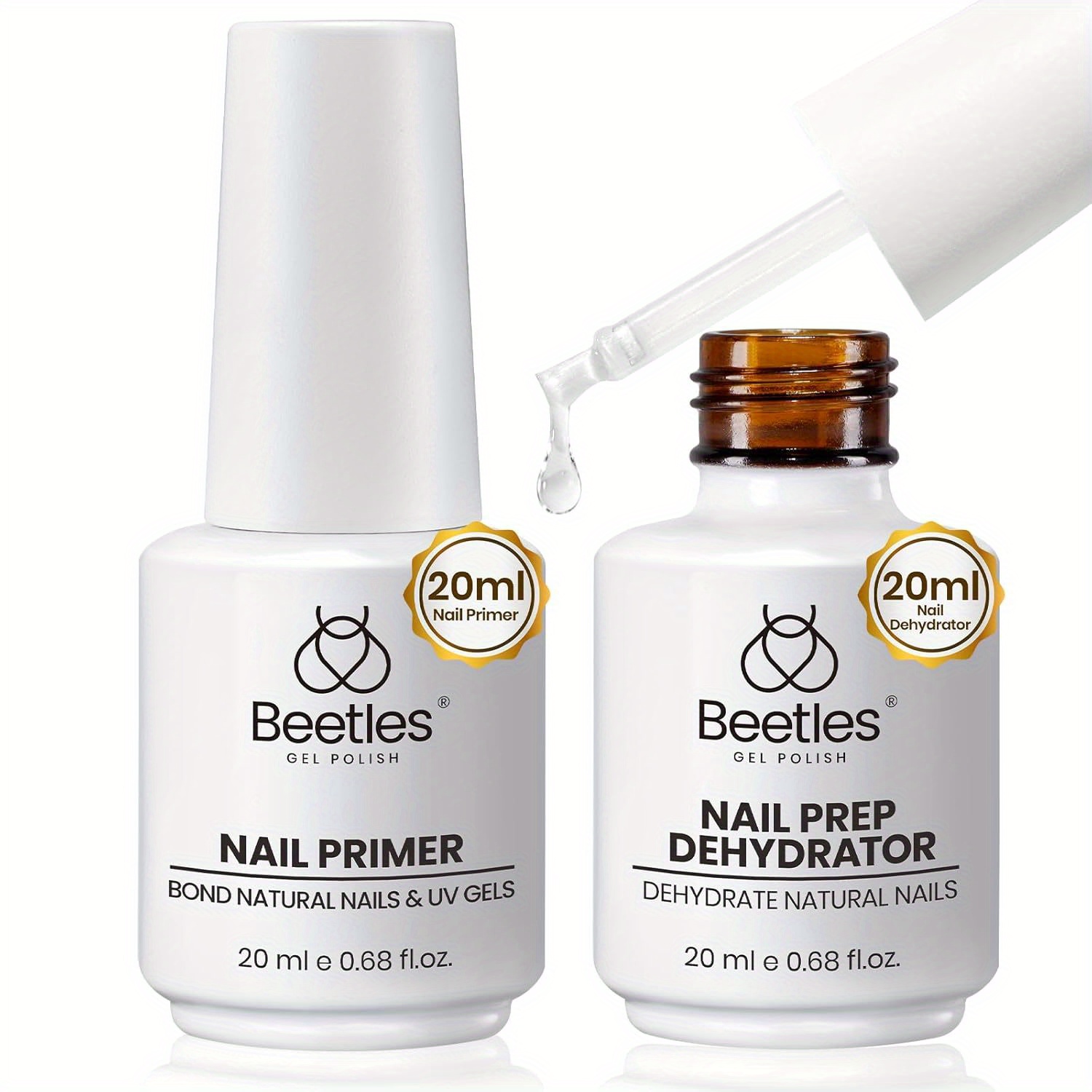 Image of 2pcs Professional Nail Dehydrator & Primer - Large Capacity Acid-free / Suitable For Gels, Gel Polish Bonding System, Instant For Acrylic Nail Prep, Nail For Salons, Nail Care Products