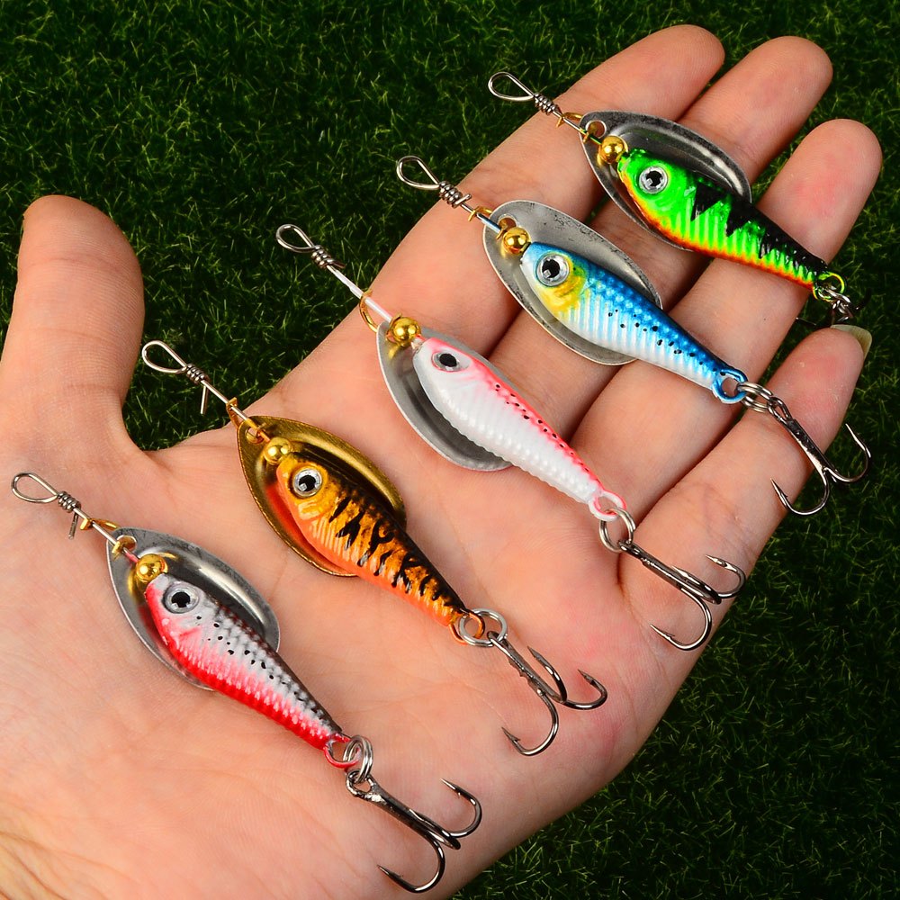 5pcs Lure Bait Composite Rotating Glitter Bait Full Swimmer Layer Fake Bait Crappie Army Fish Perch