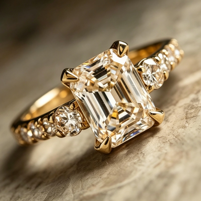 Teenager's Shiny Synthetic Zircon Geometry Ring, Elegant Gift