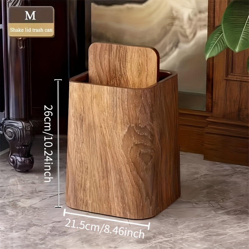 Vintage Wood Grain Trash Can, Large Capacity Multi-Scene Plastic Waste Paper Basket, Decorative Home and Office Storage Tool