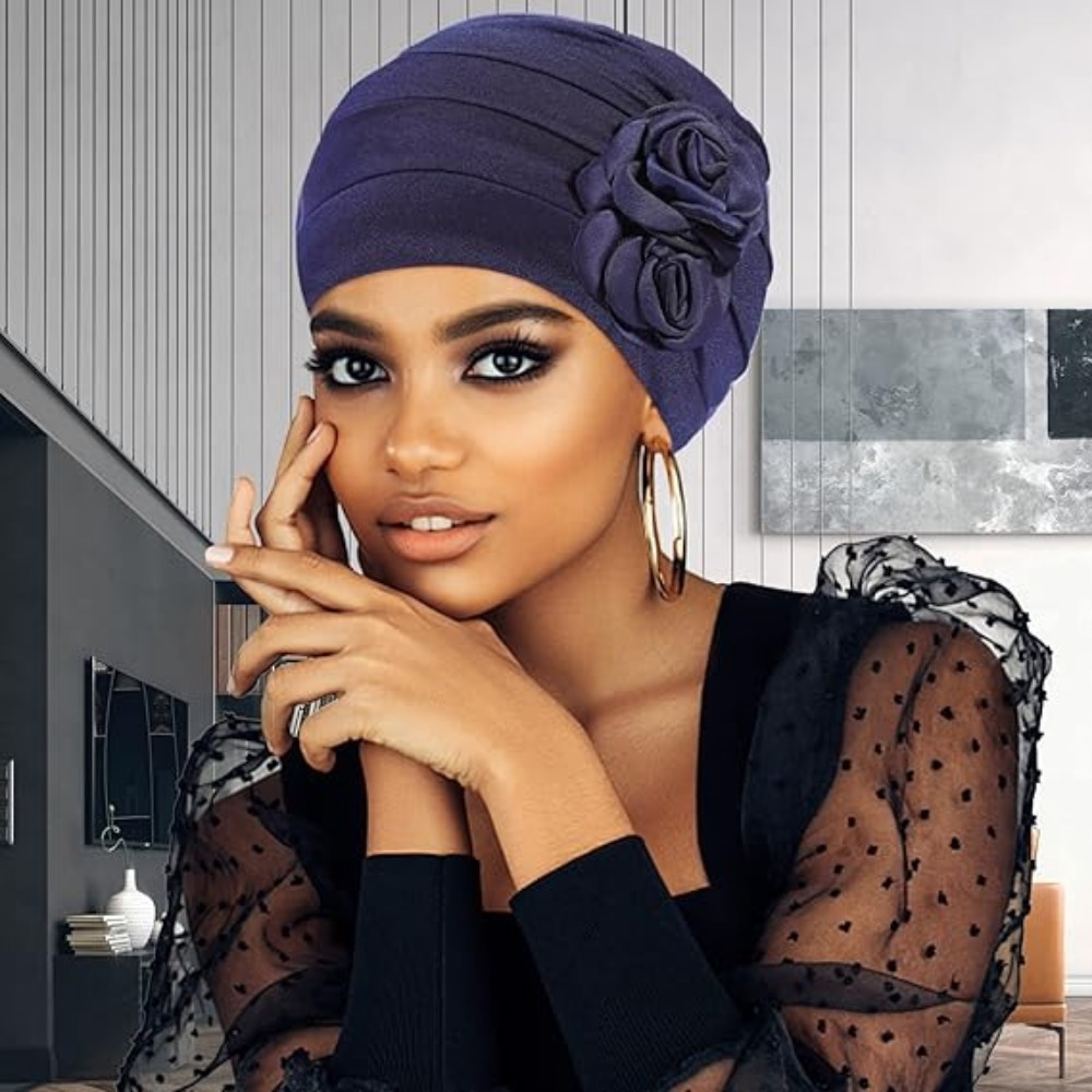 6pcs cotton chemo caps women floral turbans beanies - Temu display picture 2