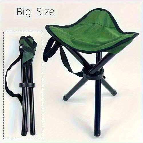 Tabouret Pliant Trépied Noir - 45x38x38cm Déplié, 60cm De Haut, 730g, Portatif Avec Sac - Pour Camping, Pêche, Jardin (charge 100kg)