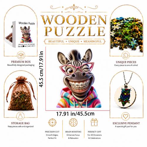 trendy and cool zebra 2d wooden puzzle toy with irregular animal shape suitable for 3 years old and above puzzle toy to exercise mental concentration high quality wood universal romantic gift for all festivals
