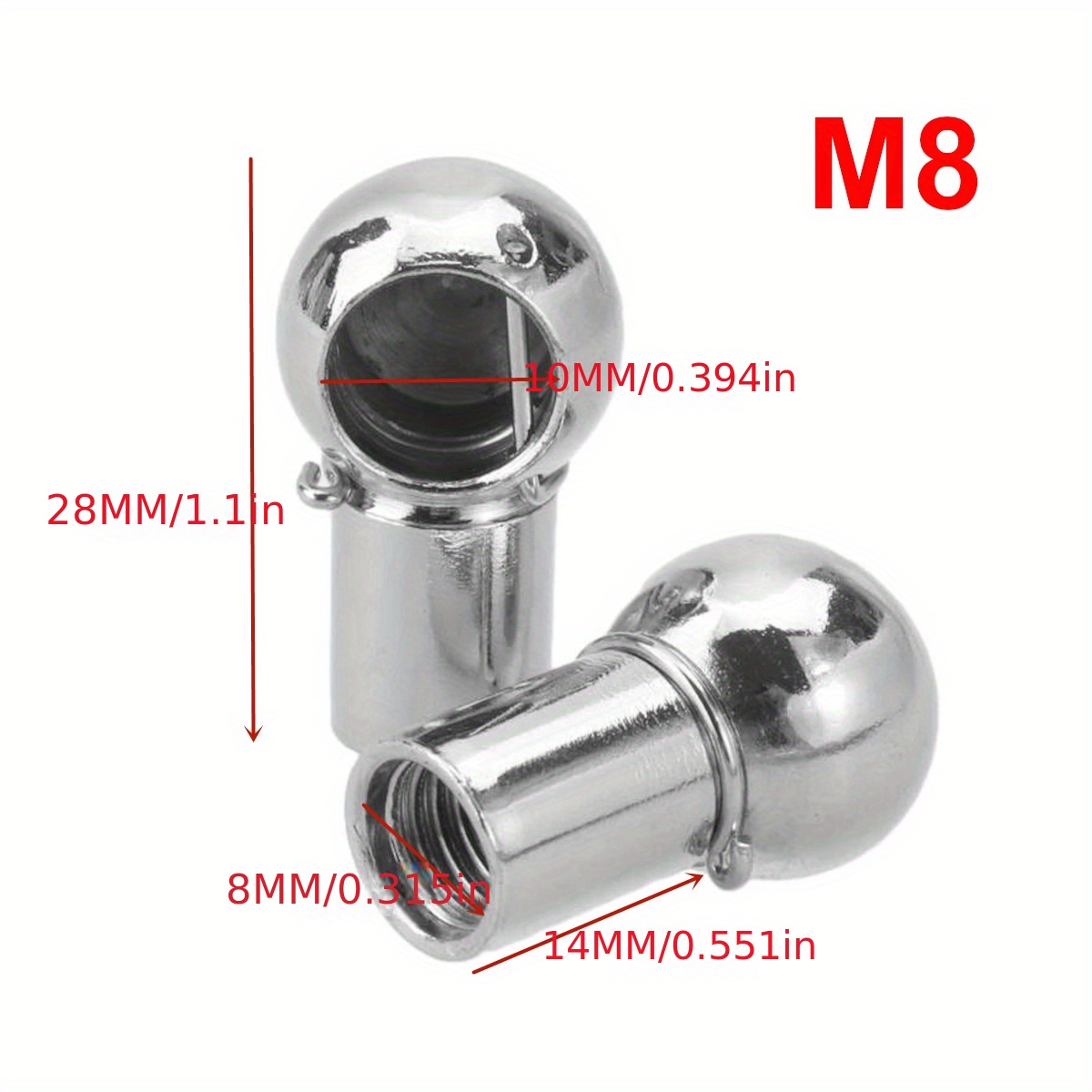 TEMU 2pcs Universal M6 M8 Gas Strut Fitting Ball Pin Connector Joint Valve Spring Holder For Car Boot Front Bonnet Trunk Home