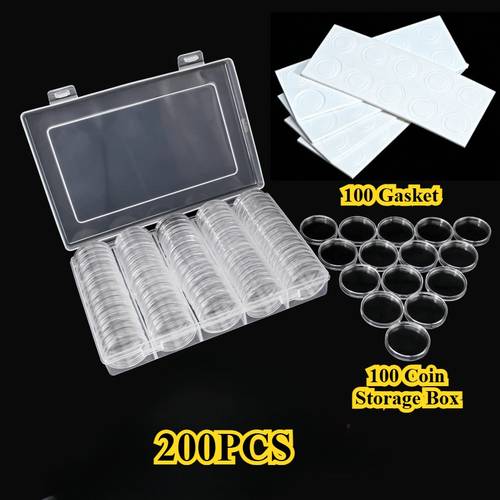 imagen del artículo 200 piezas de fundas transparentes para monedas de 30 mm (100 piezas) y protectoras ajustables (17/20/25/27/30 mm) (100 piezas), de almacenamiento transparente de plástico para colección de monedas conmemorativas de coleccionista