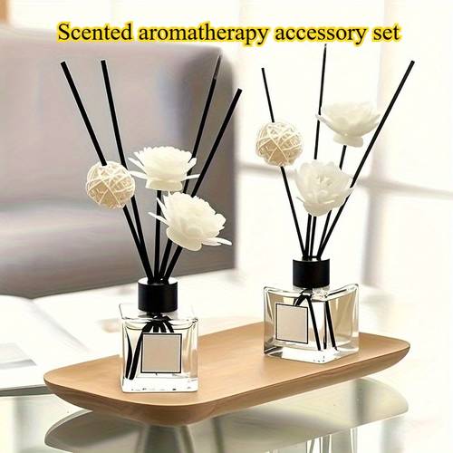 15pcs diffuser set 10 reeds 2 rattan balls 3 artificial flowers home decor restaurant decor room atmosphere wedding and party decorations