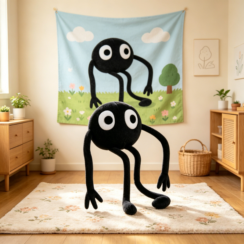 Image of Cute Oblong Coal Plush Toy, Suitable For Home Sofa Room Decoration, , A Perfect Birthday, Holiday Gift