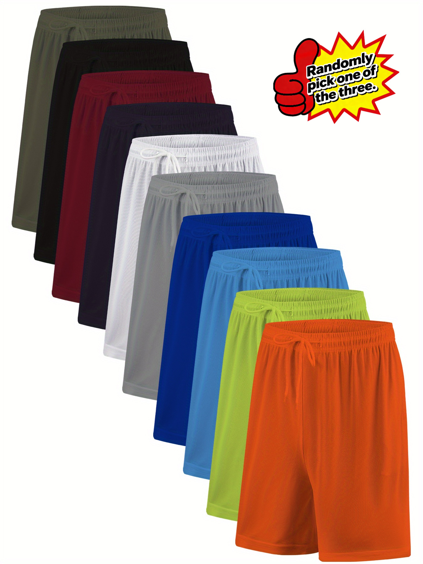 plus size men 10pcs of mens summer sports shorts 1pc     moisture absorbing sweat wicking breathable and loose drawstring shorts suitable for gym   leisure and vacation use plus size