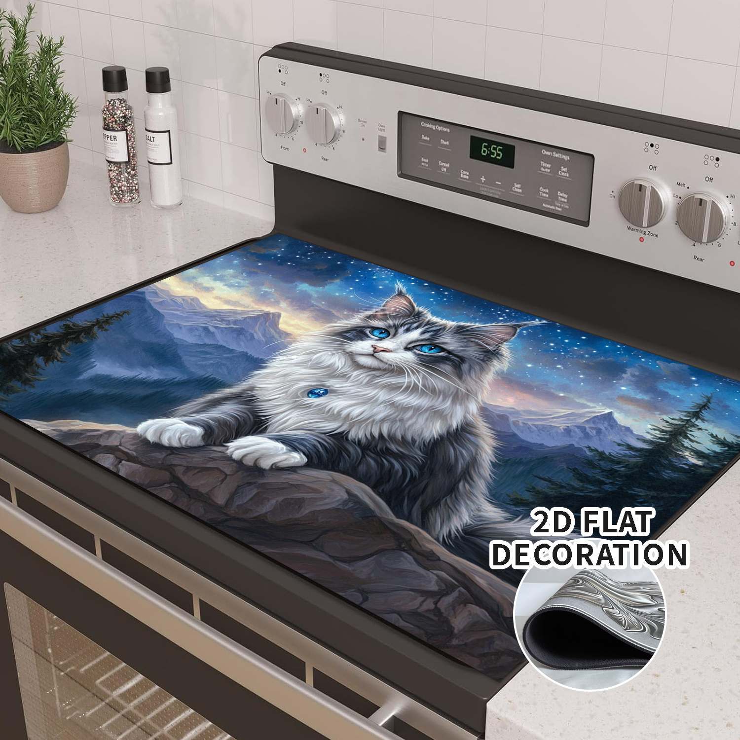 TEMU Geïntegreerde fornuisvervangende decoratieve set 2D plat klassiek patroonontwerp - Alles-in-één vervangende decoratieve fornuisafdekking -
