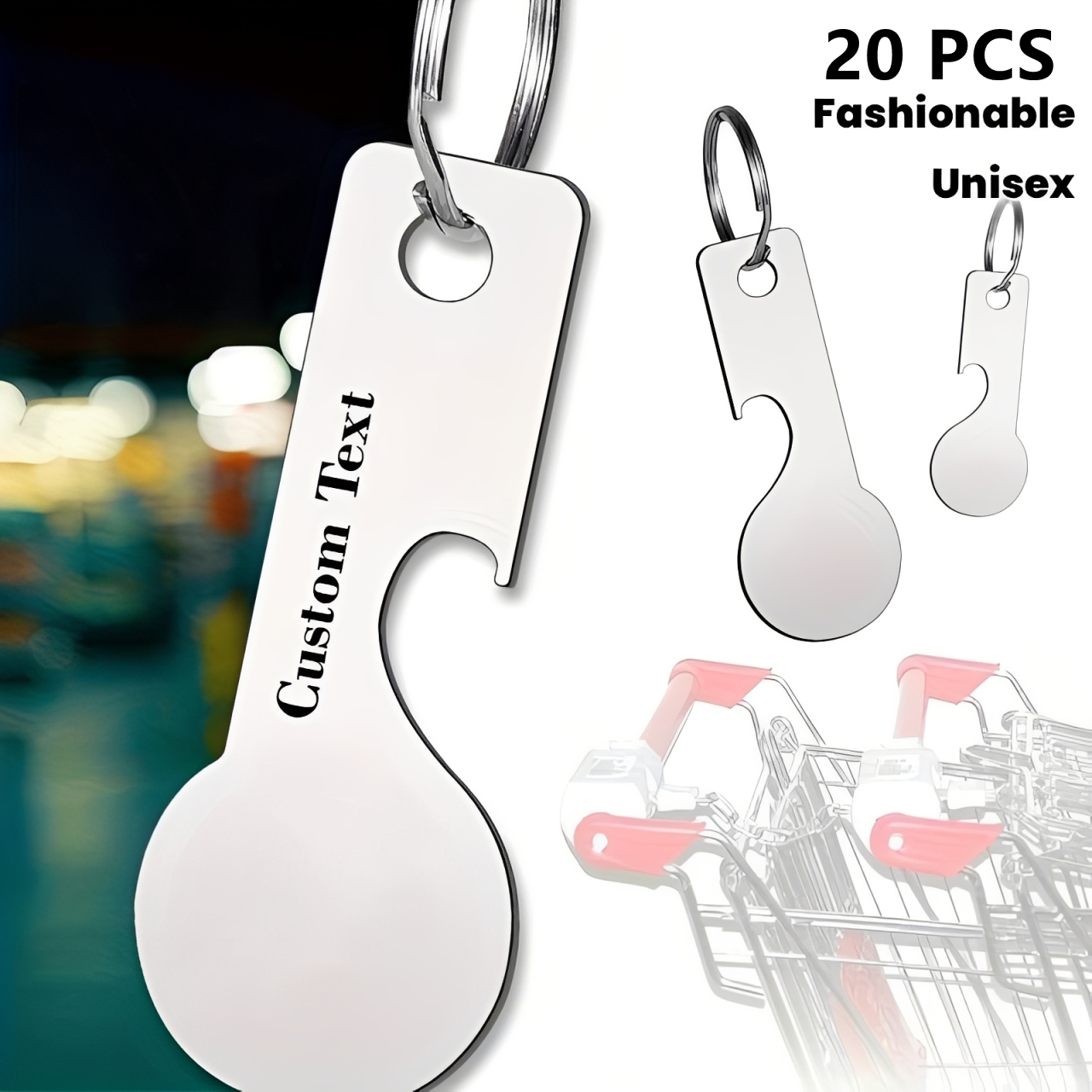 TEMU Llavero multiusos de acero inoxidable con abridor de botellas, para carrito de compras y de bloqueo seguro - Elegante regalo unisex para , o ,