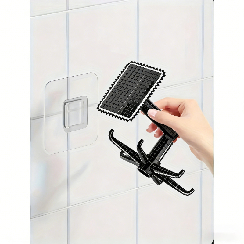 TEMU 1pc 1pcs 360° Rotating Wall-mounted Kitchen Organizer With Adhesive Hooks - No Drill Installation Suitable For Spoons, Spatulas, Knives, Pots &