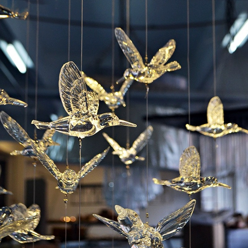 

10pcs Transparent Crystal Birds For Wedding Decor, Home & Hotel Ceiling Hangings-hummingbird Pendants (no String)