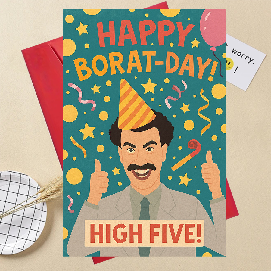 TEMU 1pc Funny Borat Birthday Card For Him Or Her – , Coworkers, Or Comedy Fans – Great Gag Gift For Party Celebrations Or