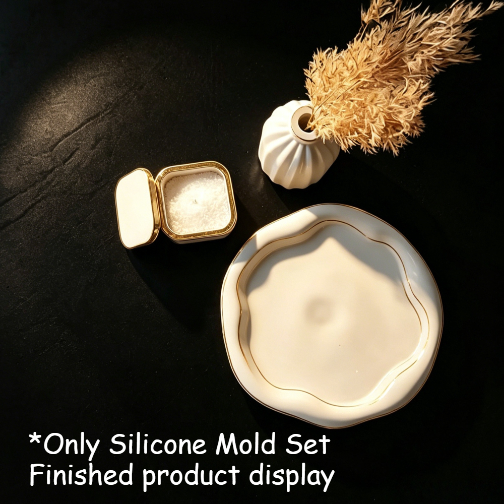TEMU Ensemble de 4 moules en silicone, moules de moulage en résine époxy pour bouteilles, pots et plaques, moules d'artisanat en plâtre, béton et