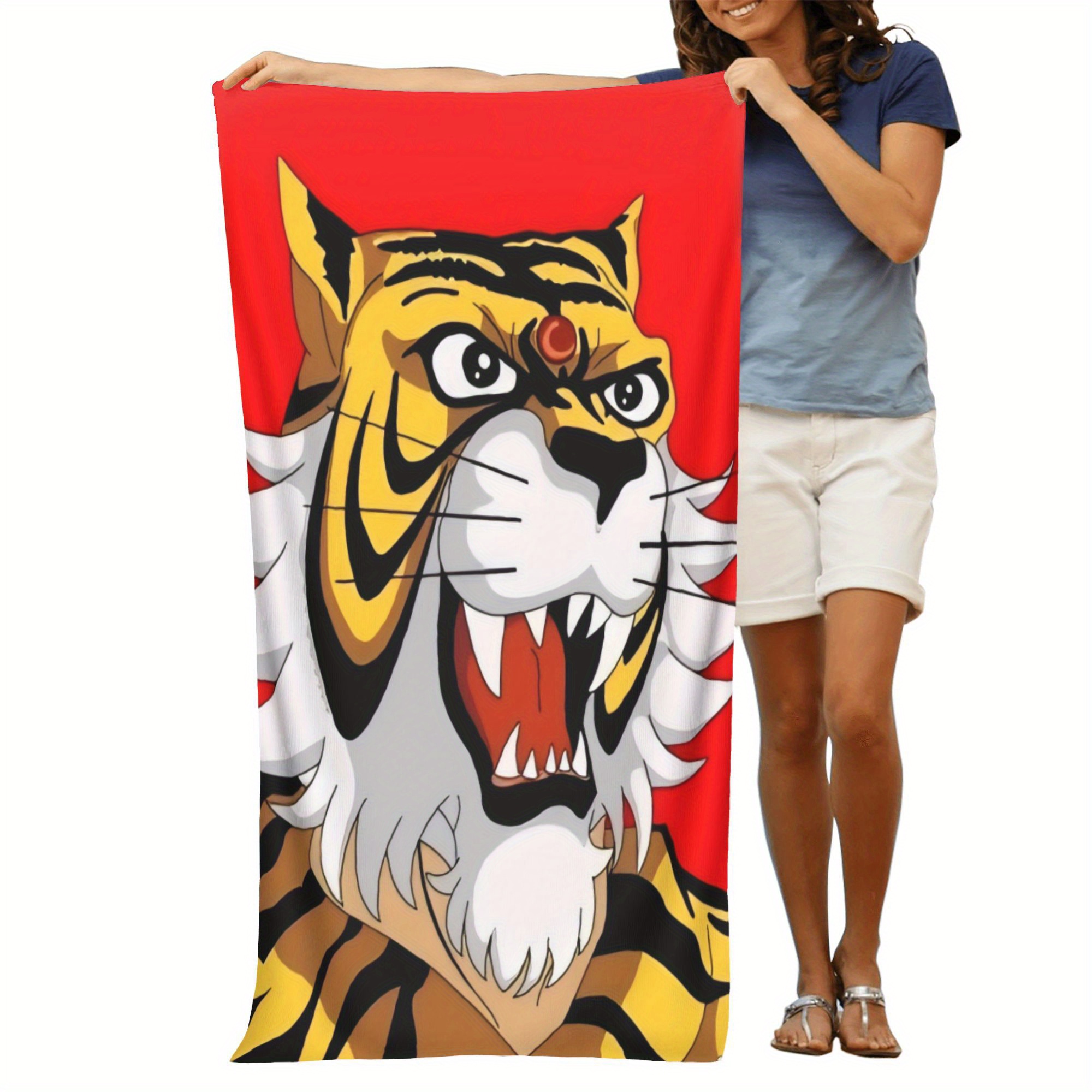 TEMU Asciugamano da Spiaggia Tigre II5 - Design Occhio di Tigro Accattivante, Colori - - Microfibra , per Piscina, Yoga, Viaggi - Asciugatura Rapida