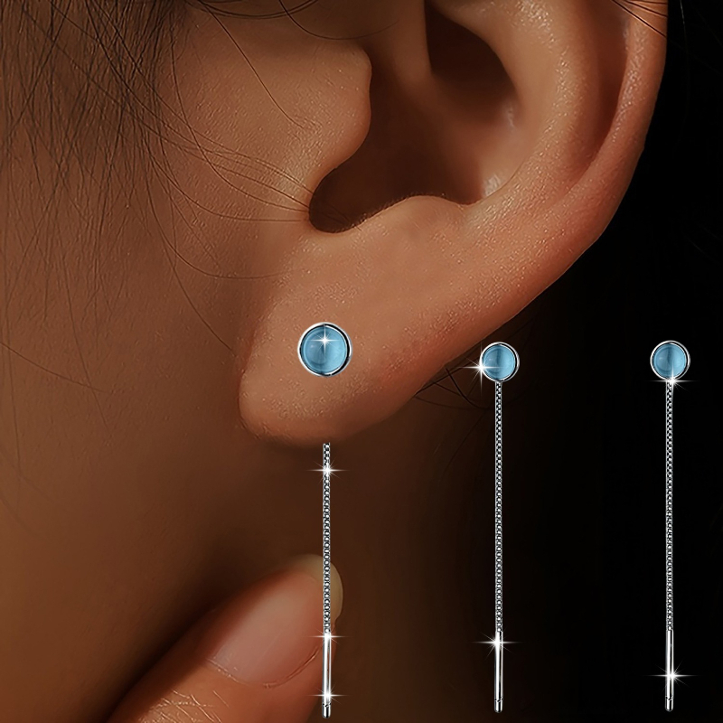 Stylish Long Drop Earrings for Women in Sea-Blue Design