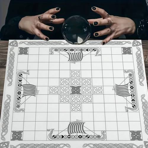 1pc ancient hnefatafl viking game board printed tarot tablecloth playing card mat furniture protector table cover coffee table cover entertainment game party gathering mysterious design tabletop atmosphere decoration board game