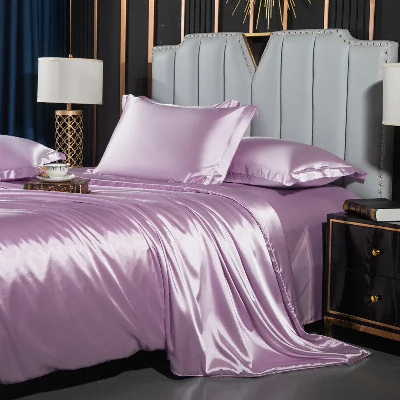 bedding set with duvet cover bed sheet pillowcase luxury couple single   1 2 people solid bedsheet Product details 7