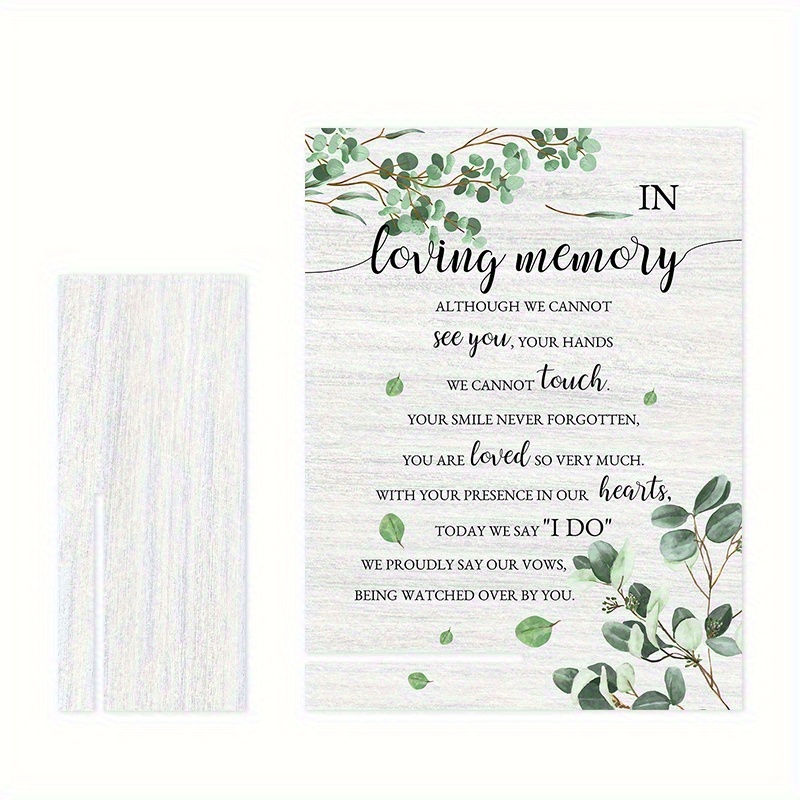TEMU 2d Flat Print Rustic Style Wooden Memorial Set- Elegant Wedding And Reception Decoration, Mourning Gift For , Suitable For Anniversary And