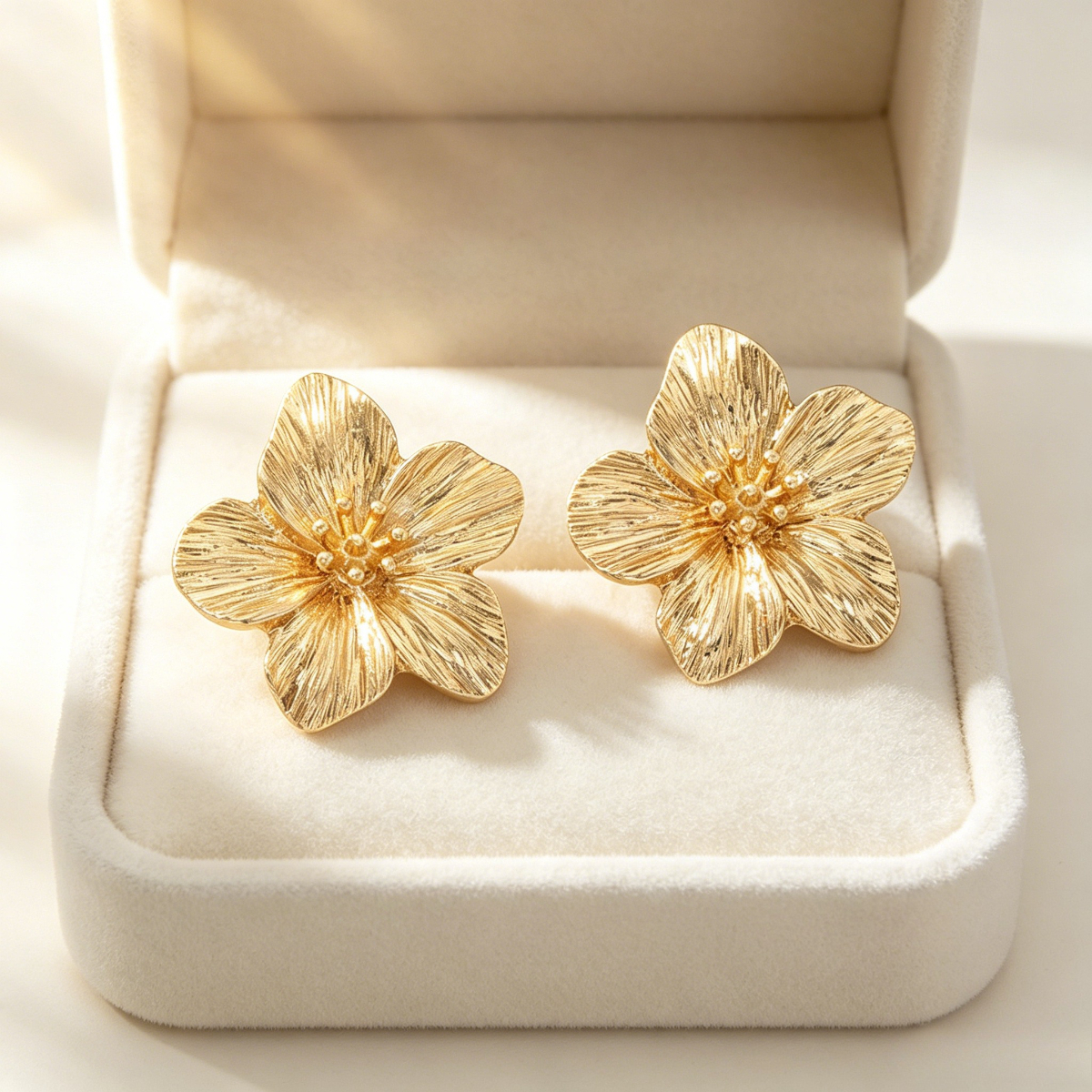 TEMU 1 Paire de Boucles d'Oreilles Fleur 3D Pétale Métal Brossé Élégantes de Luxe Léger de Haute Qualité pour Femmes, Adaptées aux Réunions