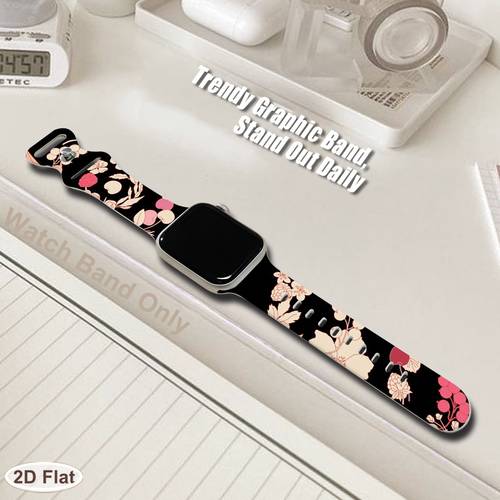 smartwatch strap designed for iwatch suitable for 2 3 4 11 ultra se and other models and sizes 38 40 41 42 44 45 49 based floral vine pattern for sports and daily wear for couples delicate