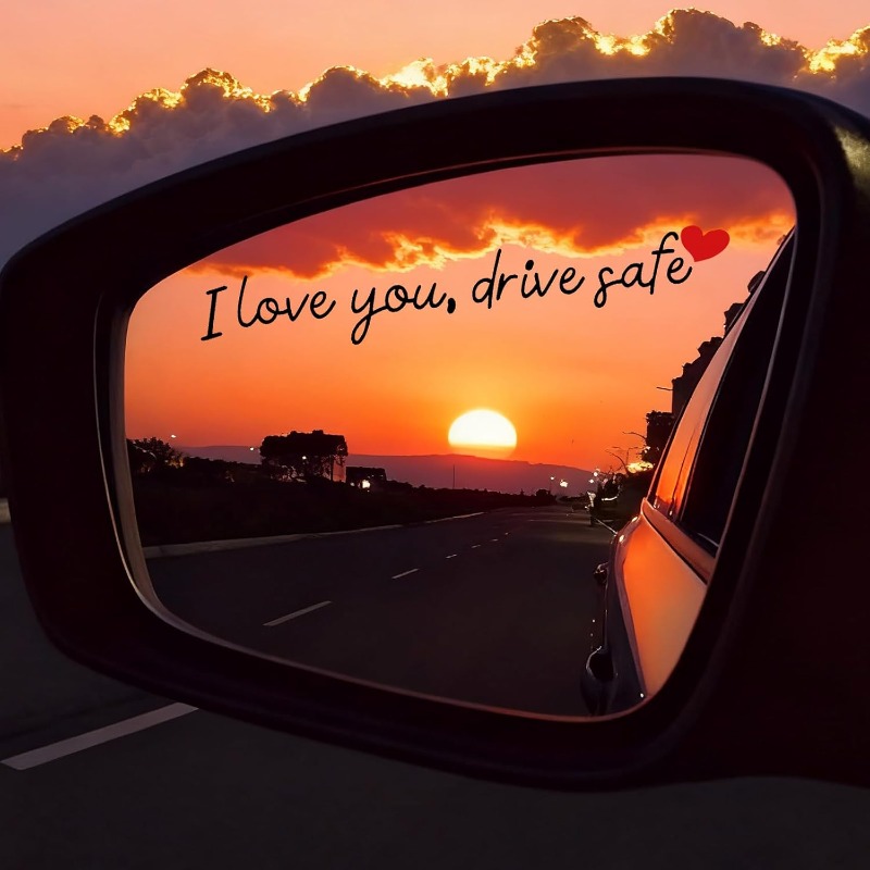 3 pack i love   driving rear view mirror stickers car rear view mirror stickers   stickers   vinyl window rear view stickers unisex black