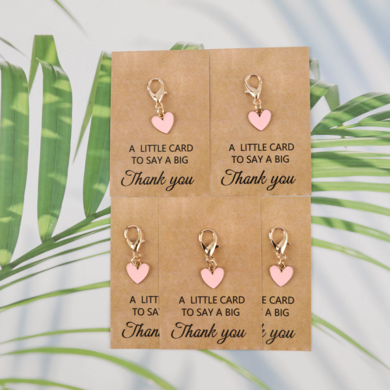 5pcs Keychain Set With 'little Greeting Card Saying Big Thank You' Greeting Card Gift For Positive Support Gift
