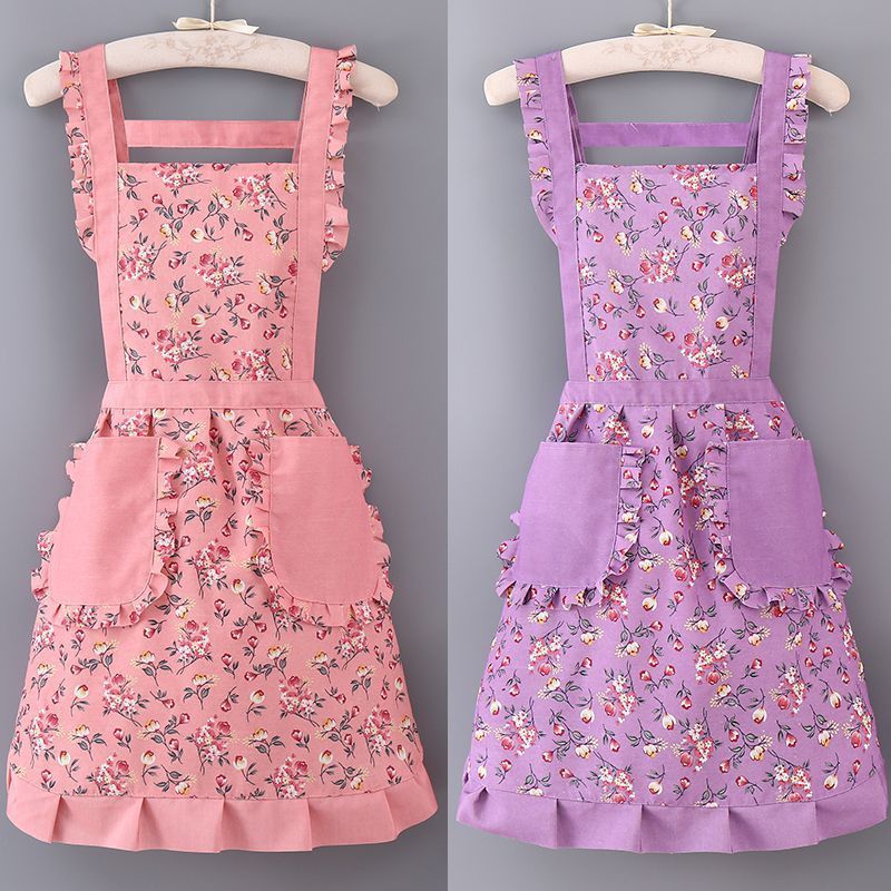 TEMU 2pcs Fashionable Floral Canvas Apron- Perfect For Cooking, Gardening, Painting, And Office Use- Ideal Gift For Christmas, Thanksgiving, And