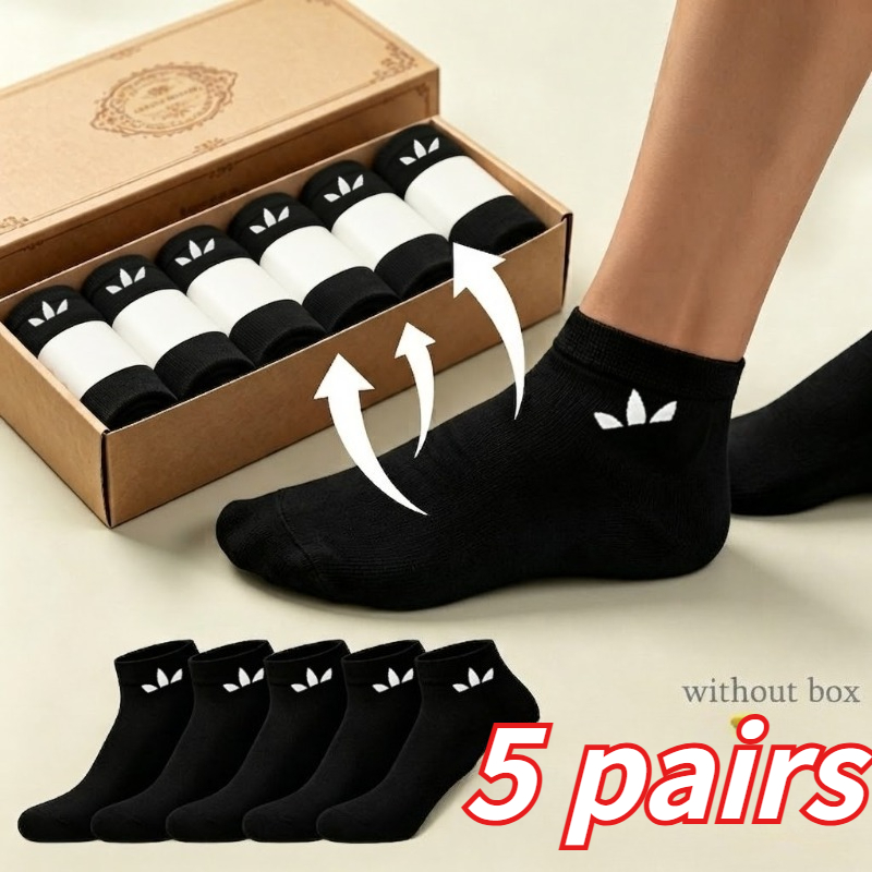 TEMU 5-pair Breathable Unisex Socks – Lightweight Travel Essential, / Socks, Moisture-wicking Seamless Design Solid Color Casual Sports Socks, Random
