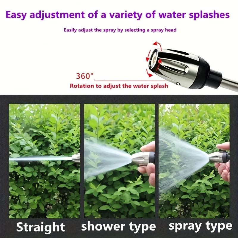 1pc Portable High-Pressure Car Wash Water Gun, Quick Connect Adapters for 3/4 Inch And 1/2 Inch, Multifunctional Garden Hose Nozzle, Adjustable Thickened Rod Spray, Suitable for Car Cleaning And Pet Washing