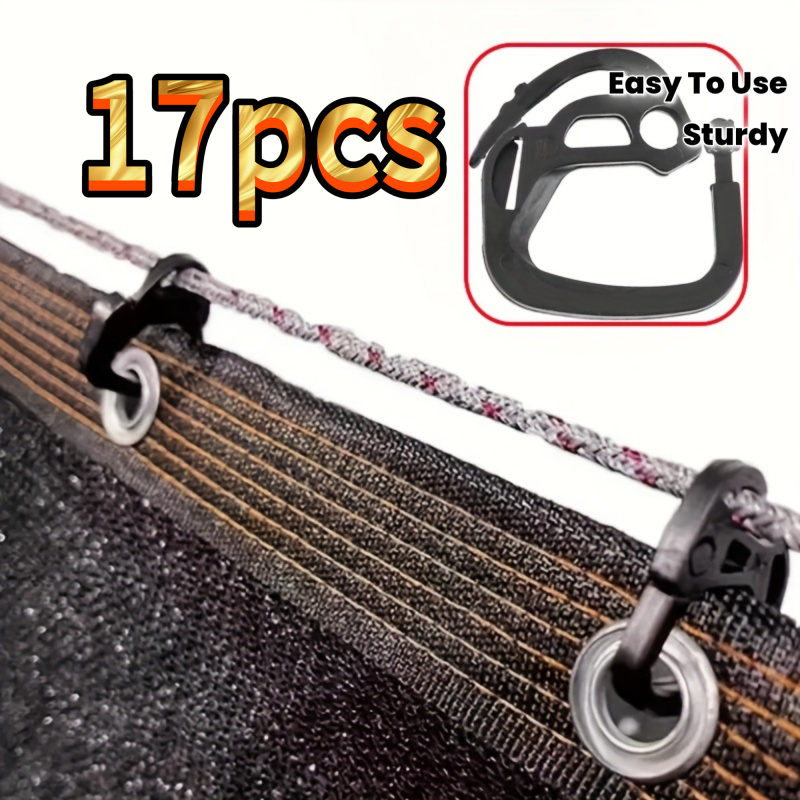 TEMU A Set Of 17 Sturdy Black Plastic Clips, Suitable For Securing Greenhouse , Agricultural , Outdoor Roofs, Curtains, Patios, , And Awnings, .