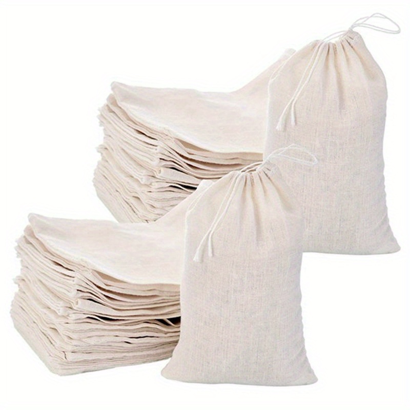 TEMU 50 Pack Cotton Muslin Bags Multipurpose Drawstring Bags For Wedding Party Favors Storage (4 X 6 Inches)