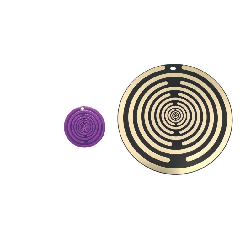 Image of 2 Energy Discs Mwo Oscillators Pendant - Double-sided Antenna, Meditation, Mental And Self- Effects, Black And Purple Spiral Design, Durable Plastic/copper, Decorative Gift (size 2.5cm/7.6cm)