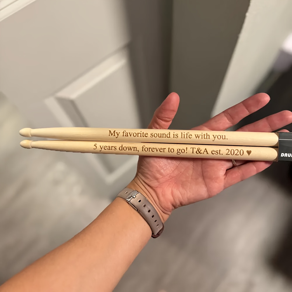 TEMU Personalized 5a Drumsticks - Custom Engraved With Names And Messages, Made Of High-quality , Ergonomically Designed, Suitable For Professional