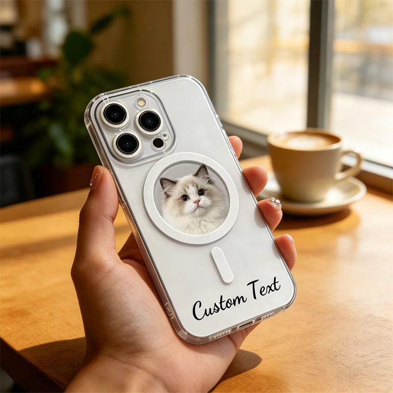 TEMU Phone Case: Personalized Magnetic Phone Case, Custom Pet/cat/dog Photo Transparent Tpu Protective Case, Suitable For Iphone 17/16/15/14/13/12/11