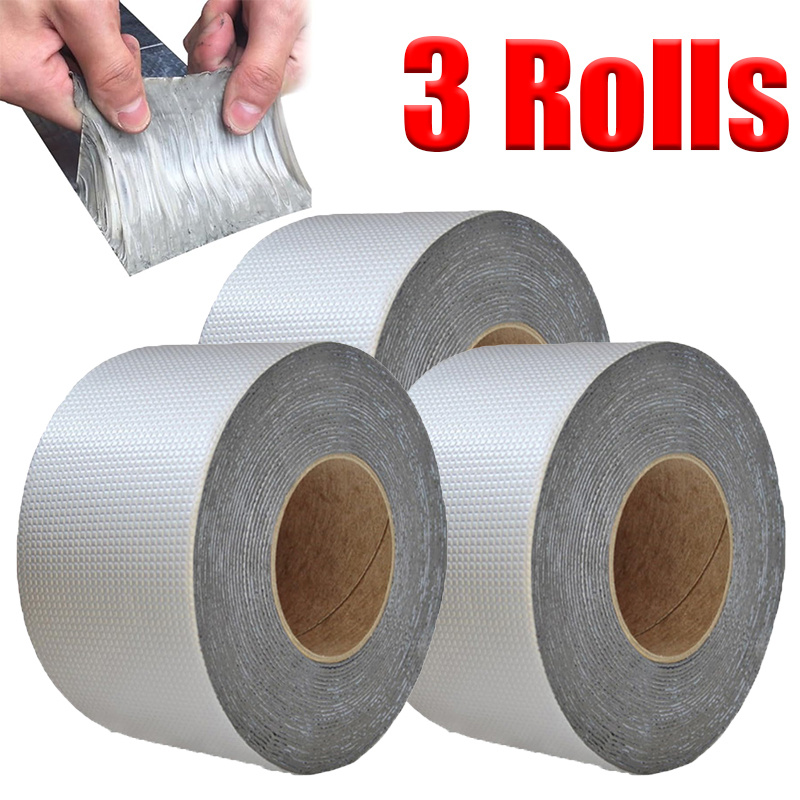 TEMU 3 Rolls Of Tape, 1.97 Inches X 118 Inches - Aluminum Foil Adhesive For Metal Pipes, Rv Maintenance, Window Hose Sealing, Glass And Roof Leak Repair, Butyl Tape